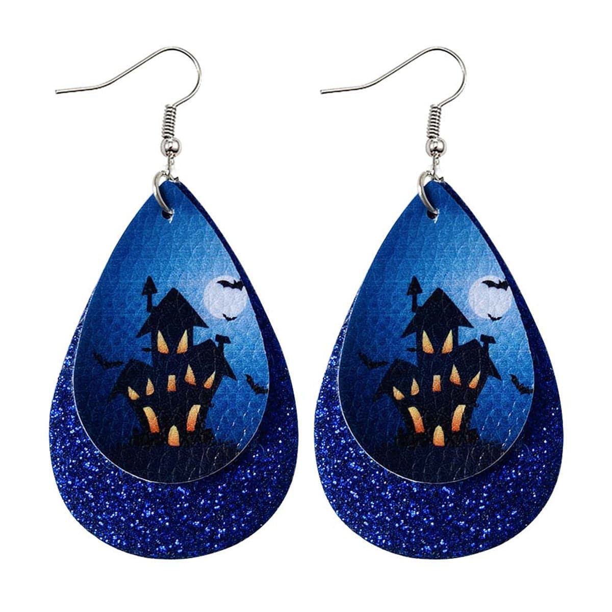 Blue Haunted House Drop Earrings