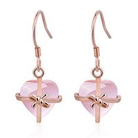 Rose Quartz & 18k Rose Gold-Plated Bezel Drop Earrings