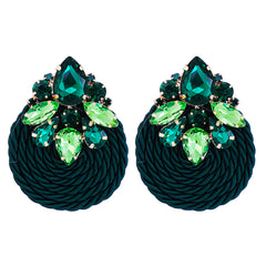 Green Crystal & Cubic Zirconia 18K Gold-Plated Round Drop Earrings