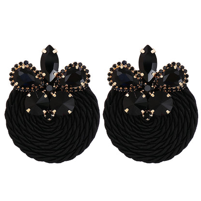 Black Crystal and Cubic Zirconia Butterfly Drop Earrings, drop earrings for women, botanical inspired, side view