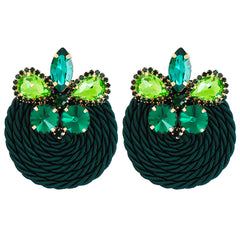 Green Crystal & Cubic Zirconia Butterfly Drop Earrings