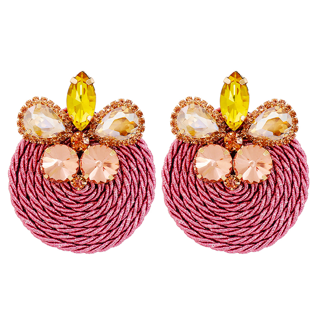 Pink Crystal and Cubic Zirconia Butterfly Drop Earrings, drop earrings for women, botanical inspired, side view