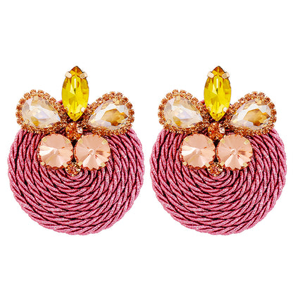 Pink Crystal and Cubic Zirconia Butterfly Drop Earrings, drop earrings for women, botanical inspired, side view