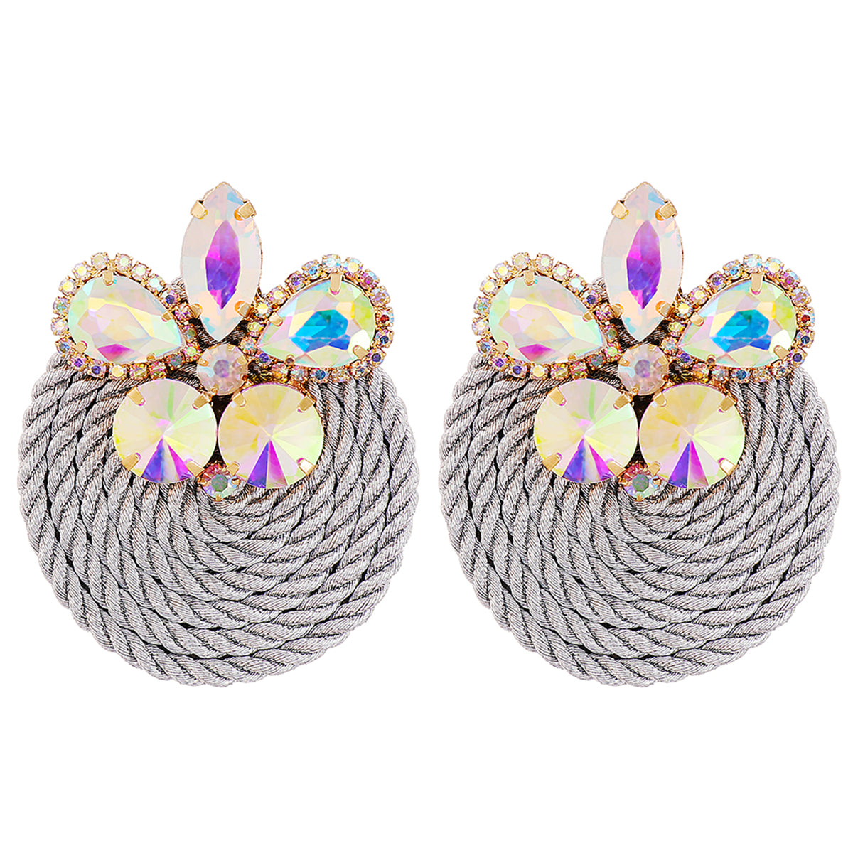 Cubic Zirconia and Crystal Butterfly Round Drop Earrings, drop earrings for women, botanical inspired, front view
