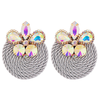 Cubic Zirconia and Crystal Butterfly Round Drop Earrings, drop earrings for women, botanical inspired, front view