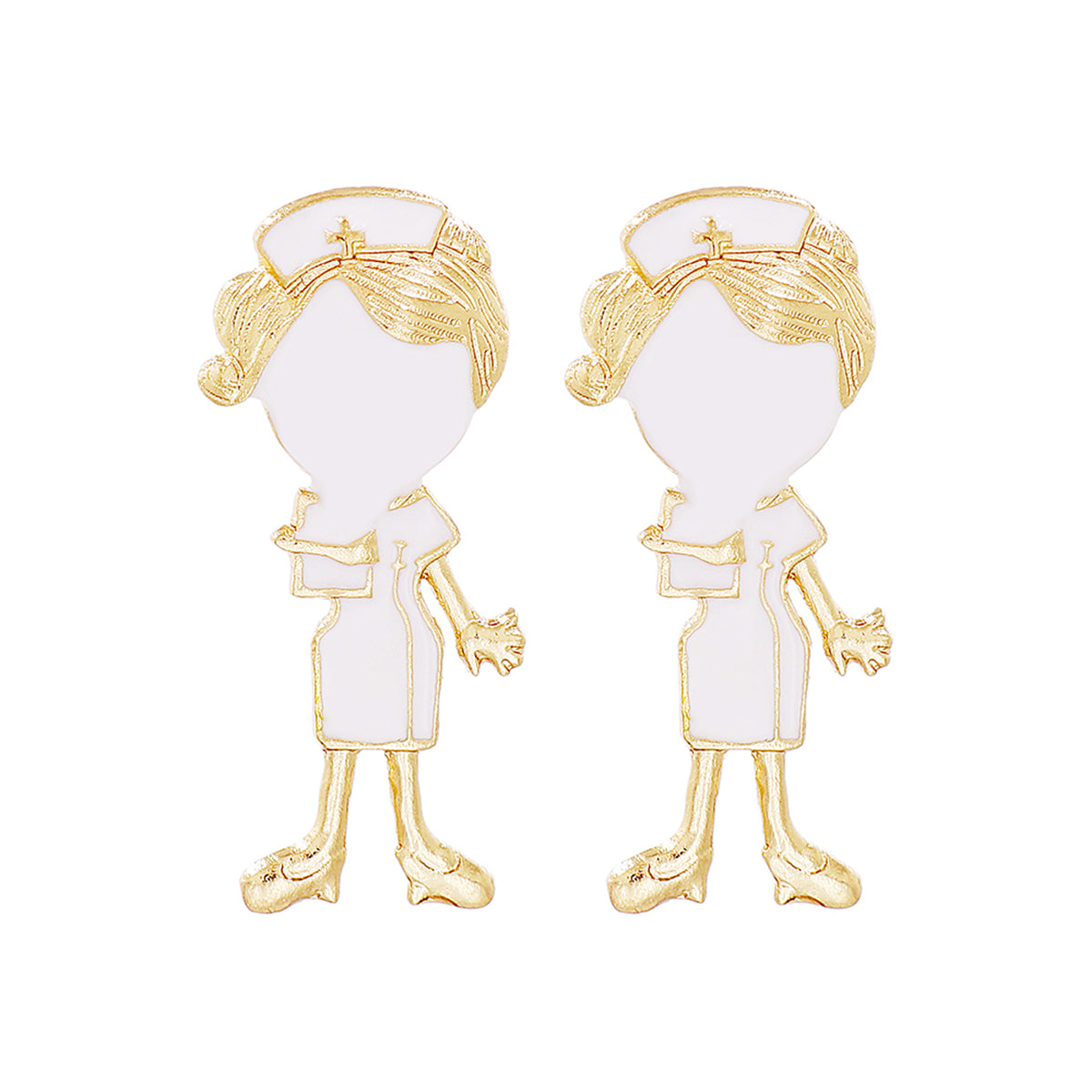 Enamel & 18K Gold-Plated Nurse Stud Earrings