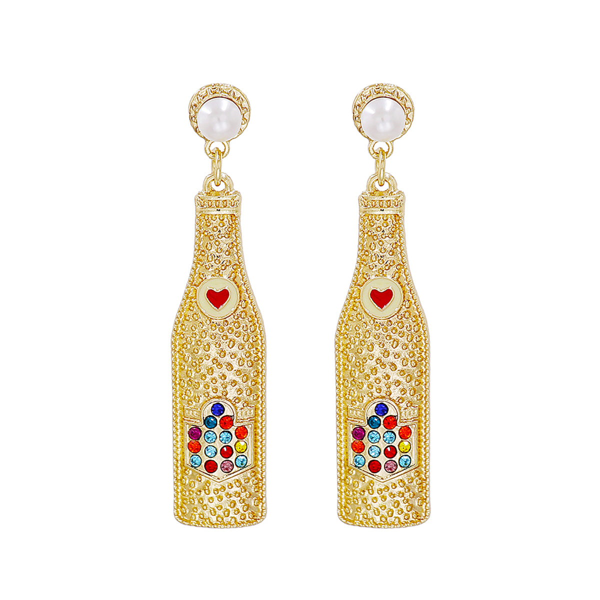 Cubic Zirconia and Pearl Wine Bottle Drop Earrings, drop earrings for women, botanical inspired, styled look