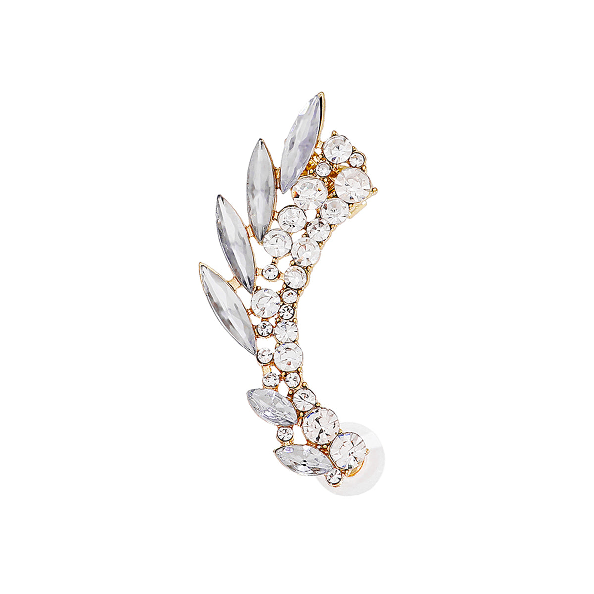 Crystal and Cubic Zirconia 18K Gold-Plated Ear Climber, gold drop earrings for women, vintage-inspired design, front view