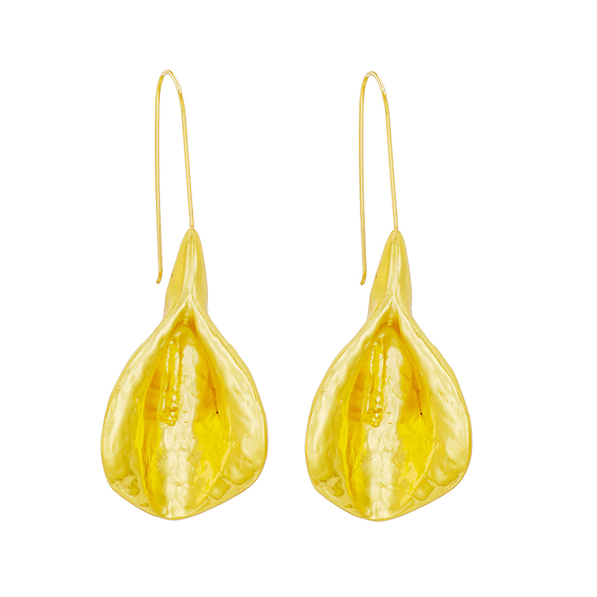 18K Gold-Plated Leaf Drop Earrings, gold drop earrings for women, vintage-inspired design, side view