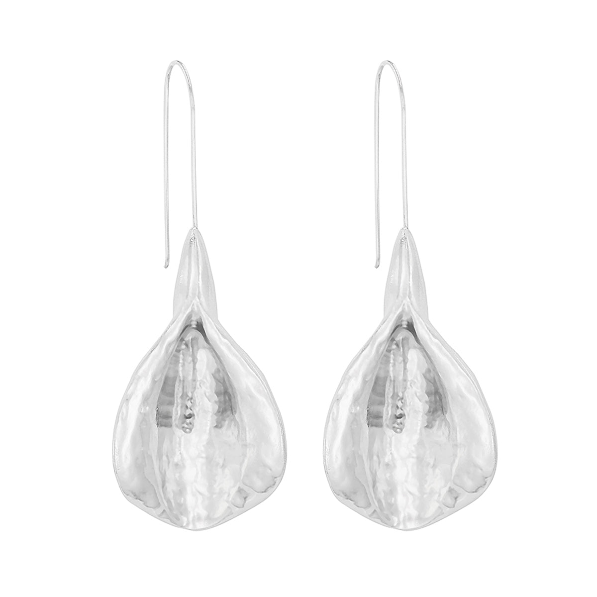 Silver-Plated Leaf Drop Earrings