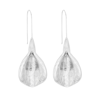 Silver-Plated Leaf Drop Earrings, silver drop earrings for women, botanical inspired, styled look