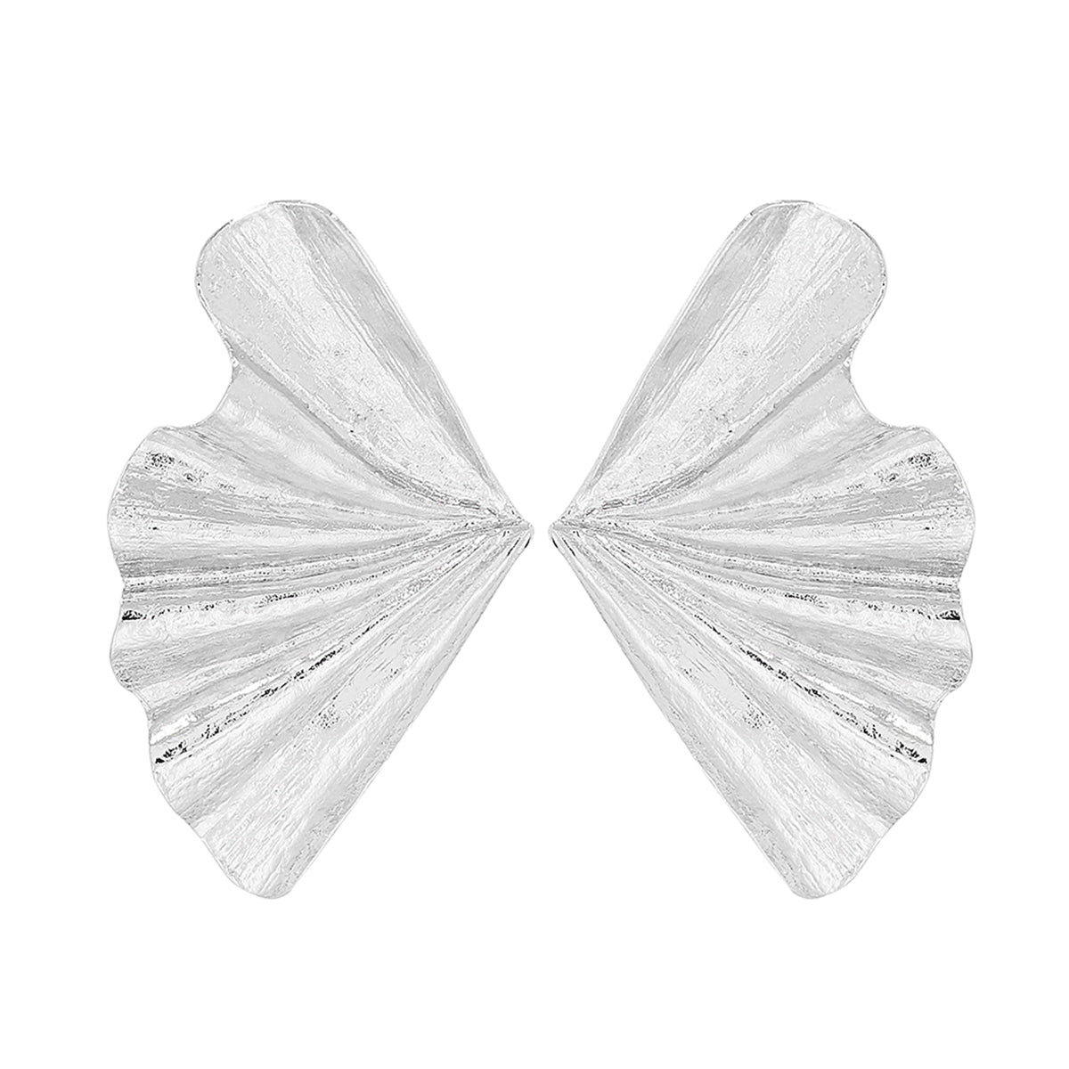 Silver-Plated Fan Stud Earrings, silver stud earrings for women, everyday style, side view