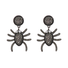 Black Cubic Zirconia & Pearl Spider Drop Earring