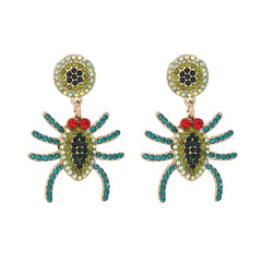 Green Cubic Zirconia & 18K Gold-Plated Spider Drop Earring