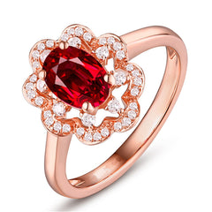 Red Crystal & Cubic Zirconia Flower Edge Ring