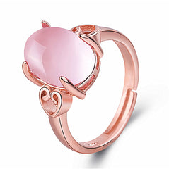 Rose Quartz & 18K Rose Gold-Plated Adjustable Ring