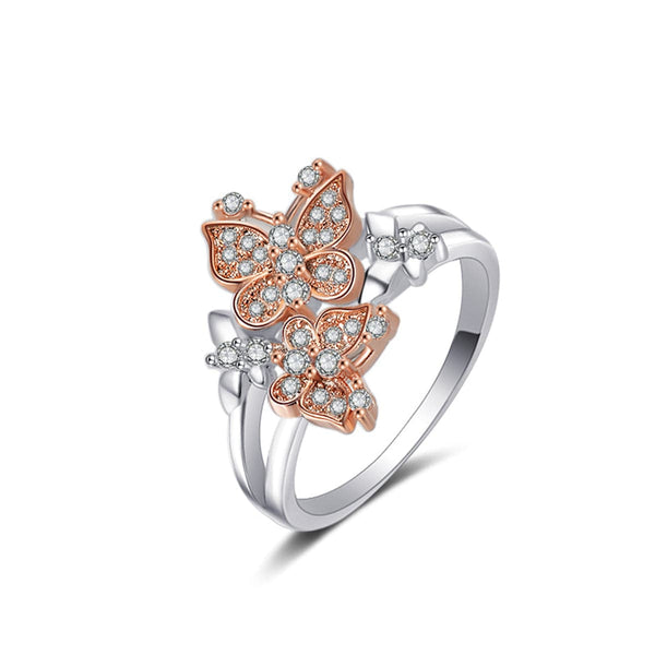 Cubic Zirconia & Two-Tone Butterfly Ring