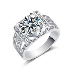 Clear Round Crystal & Cubic Zirconia Silver-Plated Ring
