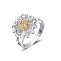 Cubic Zirconia & Two-Tone Sunflower Ring