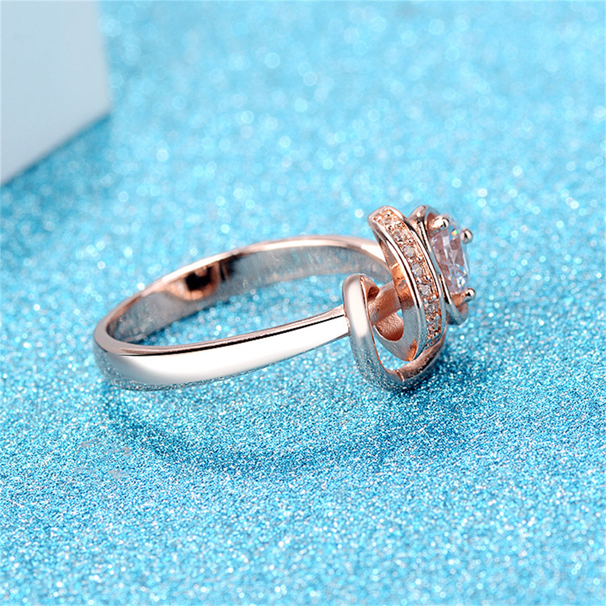 Clear Crystal and Cubic Zirconia Heart Rose Blossom Ring, statement rings for women, dainty minimalist design, styled look