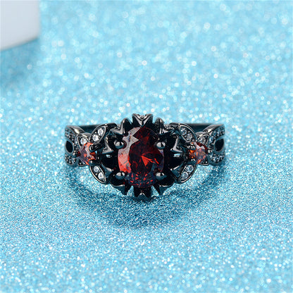 Red Crystal and Cubic Zirconia Flower Butterfly Ring, statement rings for women, dainty minimalist design, lifestyle look
