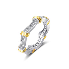 Cubic Zirconia & Two-Tone Curve Band Ring