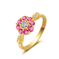 cubic zirconia & Red Crystal Flower Halo Ring - streetregion