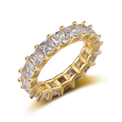 Crystal & 18K Gold-Plated Princess-Cut Ring