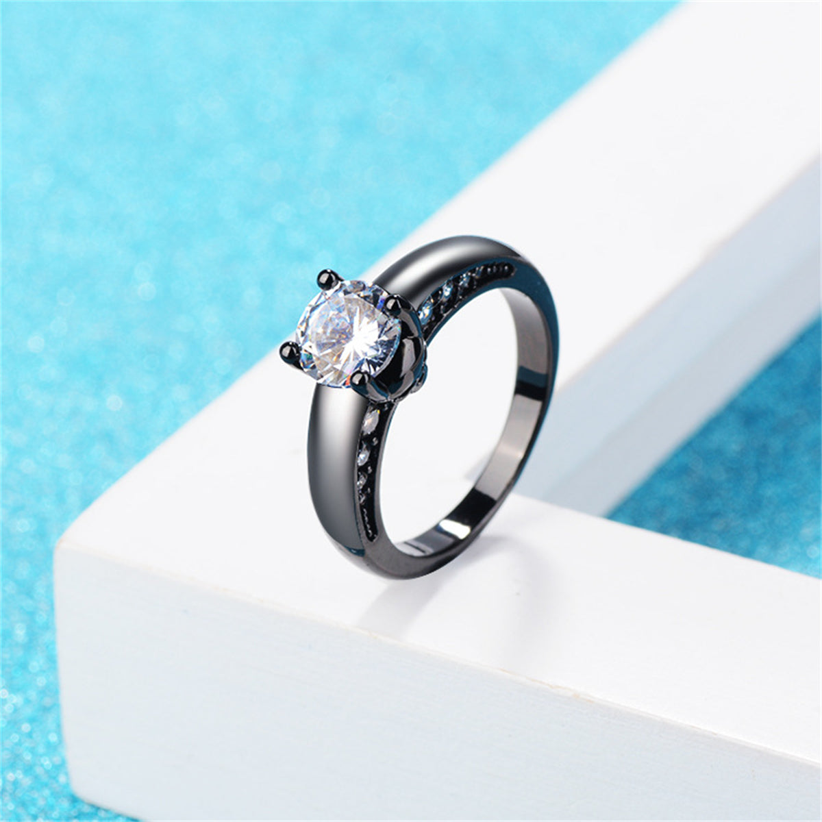 Crystal and Cubic Zirconia Skull Ring, statement rings for women, botanical inspired, front view
