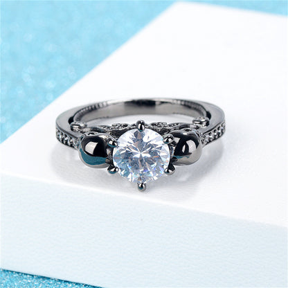 Crystal and Cubic Zirconia Skull Ring, statement rings for women, elegant gift for her, styled look