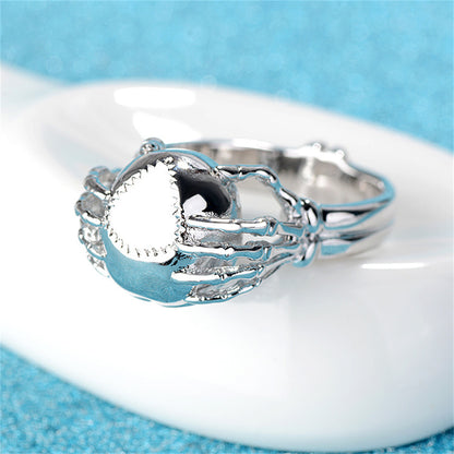 Silver-Plated and Black Skull Ring, silver statement rings for women, dainty minimalist design, styled look