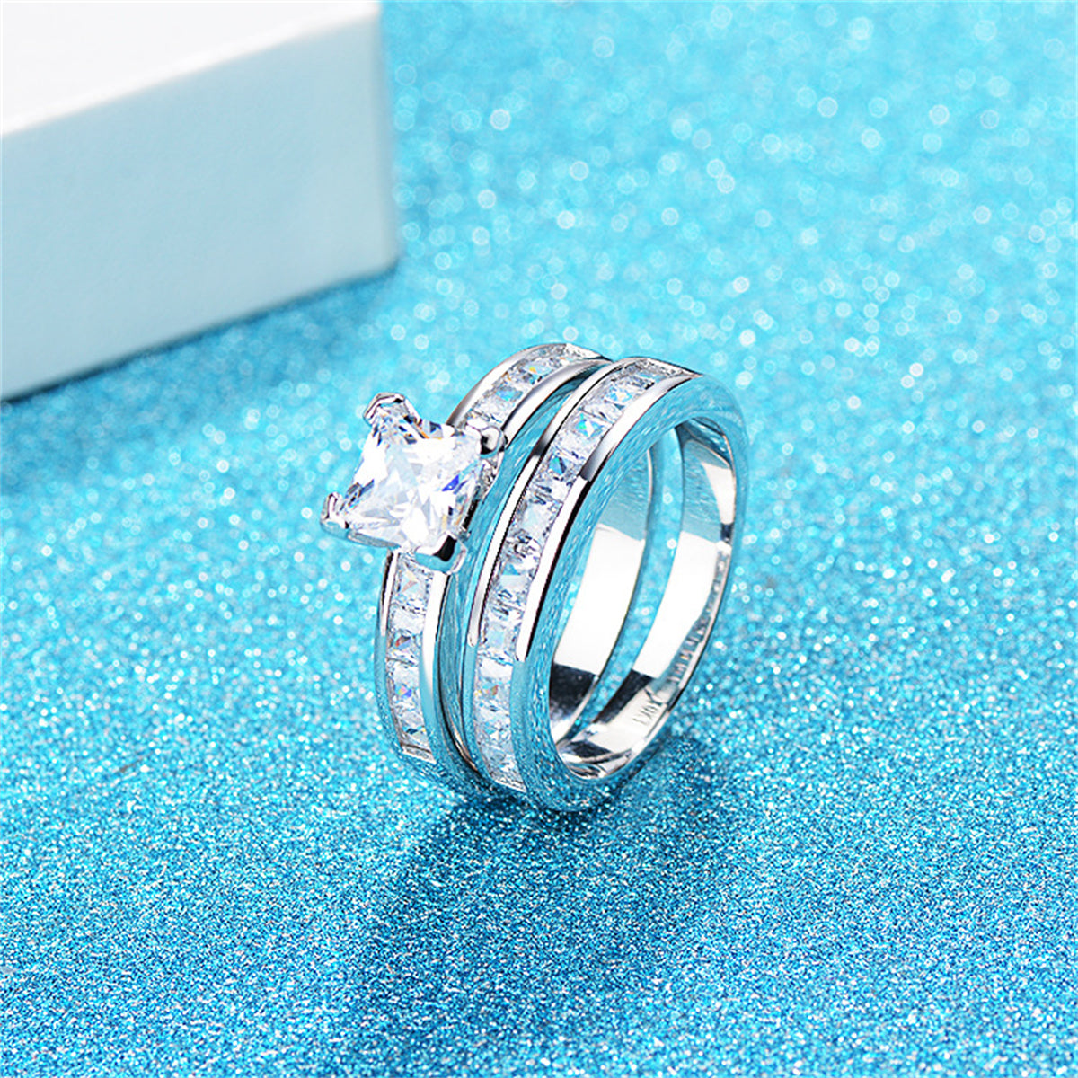 Princess Crystal and Silver-Plated Ring Set, jewelry gift sets for women, botanical inspired, lifestyle look