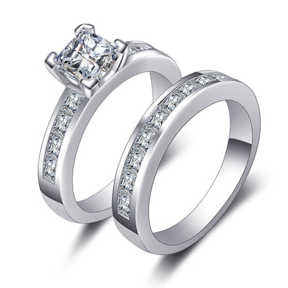 Princess Crystal and Silver-Plated Ring Set, jewelry gift sets for women, botanical inspired, side view