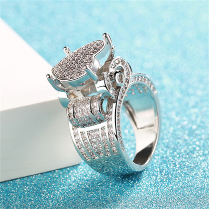 Cubic Zirconia and Silver-Plated Heart Ring, silver statement rings for women, dainty minimalist design, lifestyle look