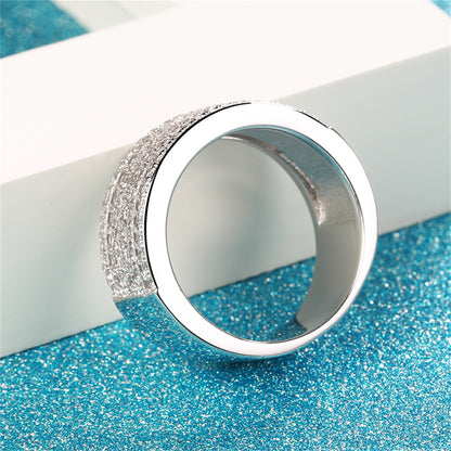 Cubic Zirconia and Silver-Plated Layered Band, silver statement rings for women, dainty minimalist design, styled look