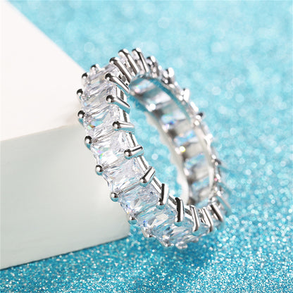 Radiant Crystal and Silver-Plated Band, silver statement rings for women, everyday style, detail close-up