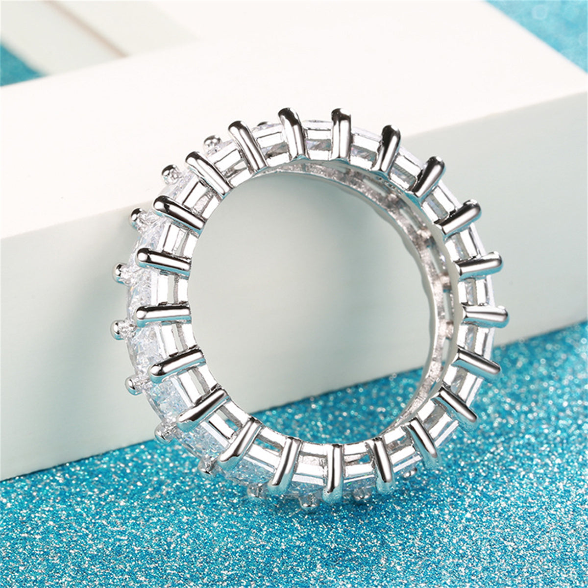 Radiant Crystal and Silver-Plated Band, silver statement rings for women, everyday style, styled look