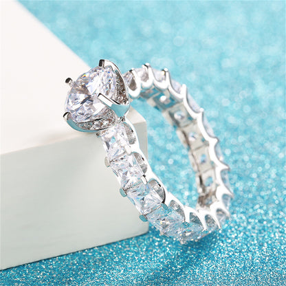 Crystal Round and Princess-Cut Cocktail Ring, statement rings for women, elegant gift for her, lifestyle look