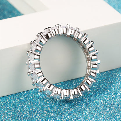 Clear Crystal and Silver-Plated Oval Band Ring, silver statement rings for women, everyday style, styled look