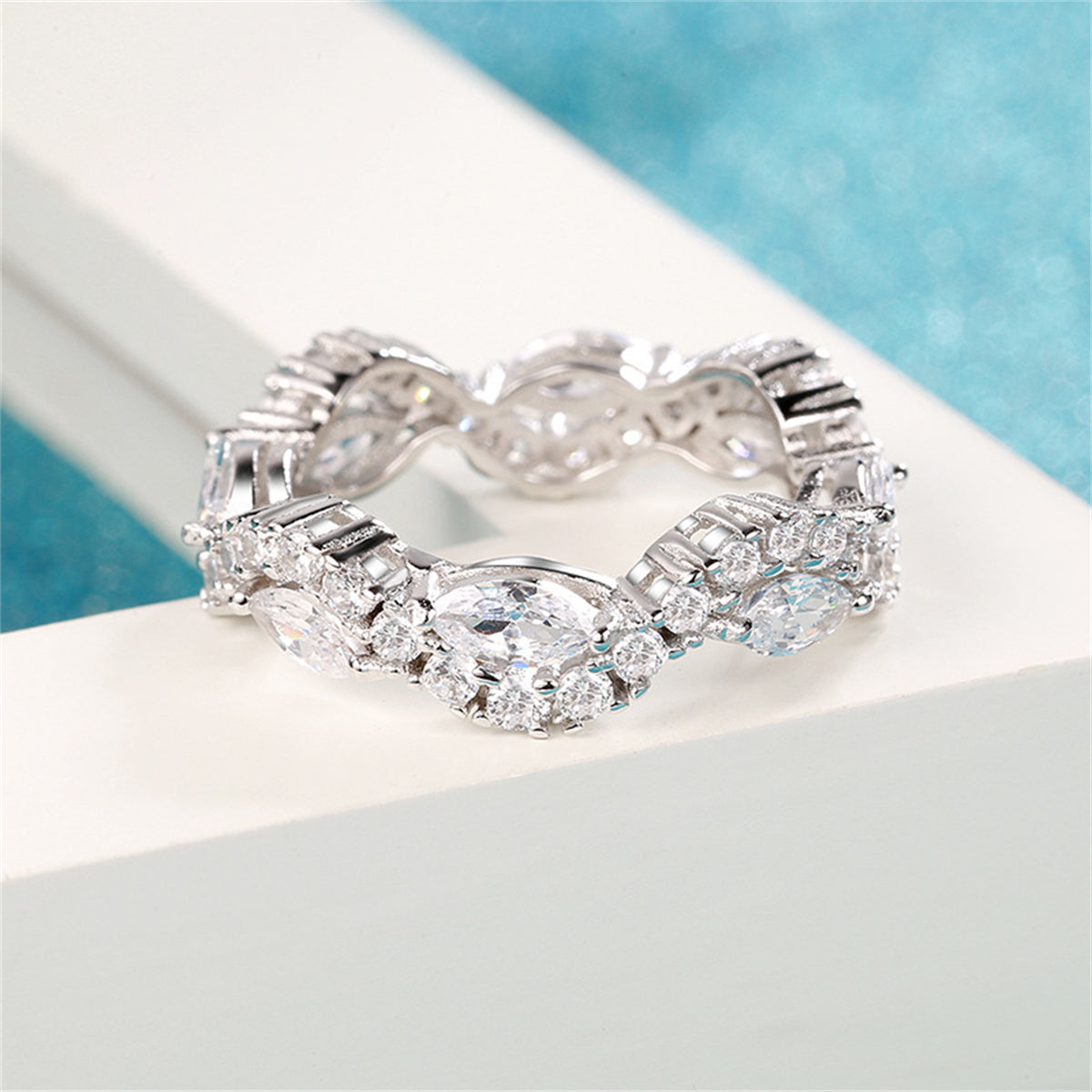 Marquise Crystal and Cubic Zirconia Twine Ring, statement rings for women, dainty minimalist design, lifestyle look