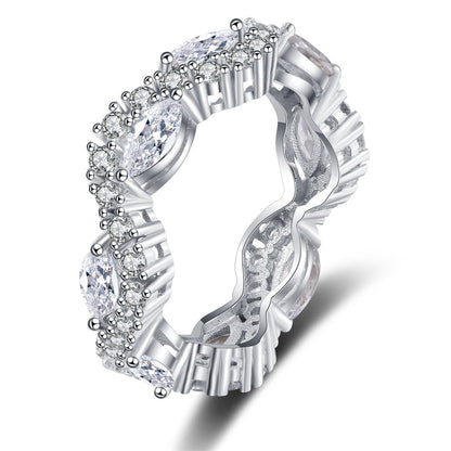 Marquise Crystal and Cubic Zirconia Twine Ring, statement rings for women, dainty minimalist design, front view