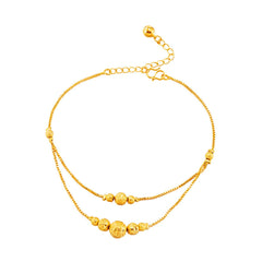 24K Gold-Plated Round Bead Layered Anklet
