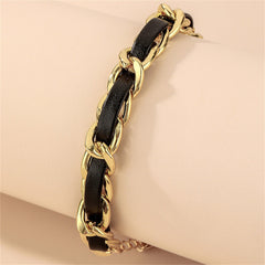 Black Polystyrene & 18K Gold-Plated Chain Bracelet