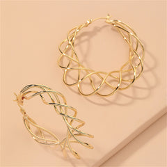 Stunning 18K gold-plated abstract nest hoop earrings, designed to elevate your style with their unique and chic look.