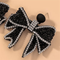 Black & Cubic Zirconia Bow Drop Earrings