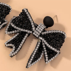 Black & Cubic Zirconia Bow Drop Earrings