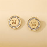 Cubic Zirconia & 18k Gold-Plated Button Stud Earrings