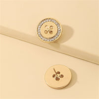 Cubic Zirconia & 18k Gold-Plated Button Stud Earrings