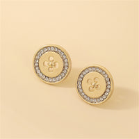 Cubic Zirconia & 18k Gold-Plated Button Stud Earrings