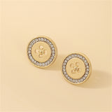 Cubic Zirconia & 18k Gold-Plated Button Stud Earrings